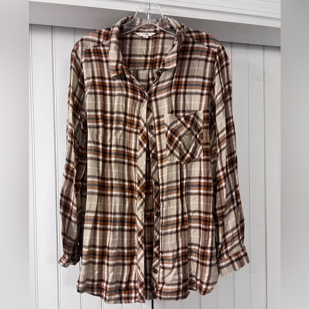 Lightweight button up plaid shirt